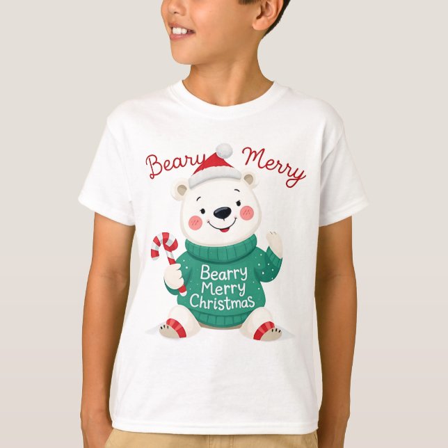 Camiseta Beary Merry Christmas Polar Bear (Anverso)