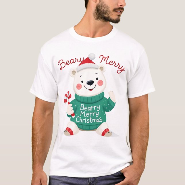 Camiseta Beary Merry Christmas Polar Bear (Anverso)