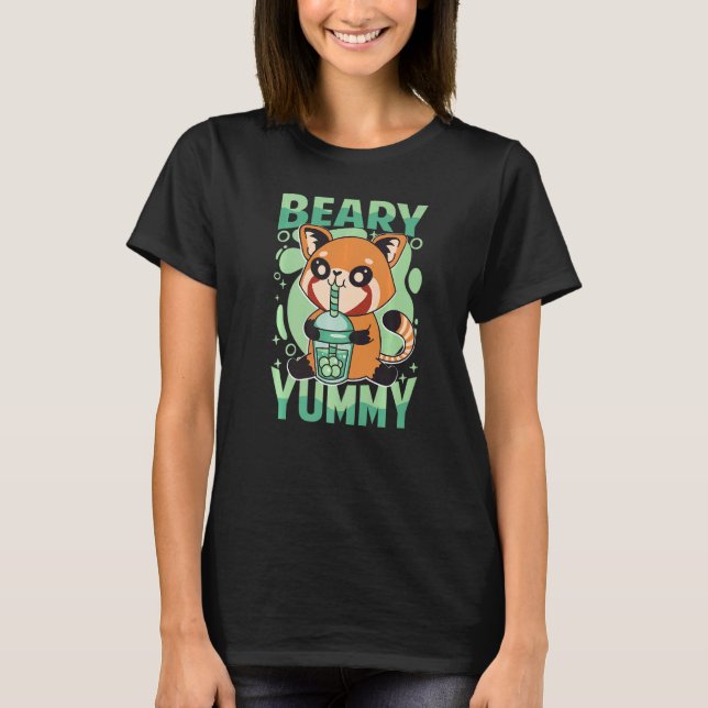 Camiseta Beary Yummy Cute Red Panda Leche Té 1 (Anverso)