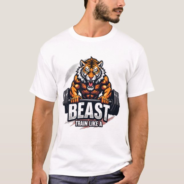 Camiseta Beast Mode On – Fitness Workout T-Shirt Design (Anverso)