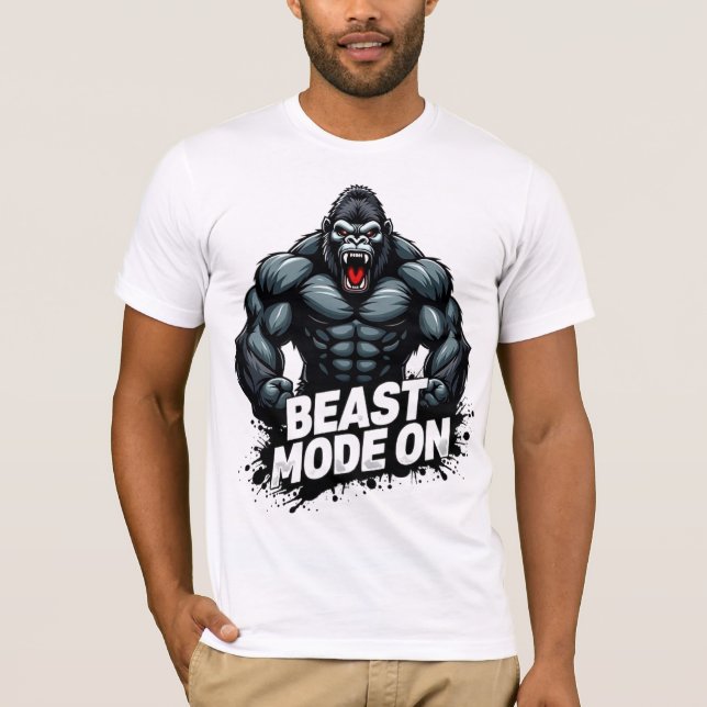Camiseta Beast Mode On – Power Unleashed Gym Tee (Anverso)