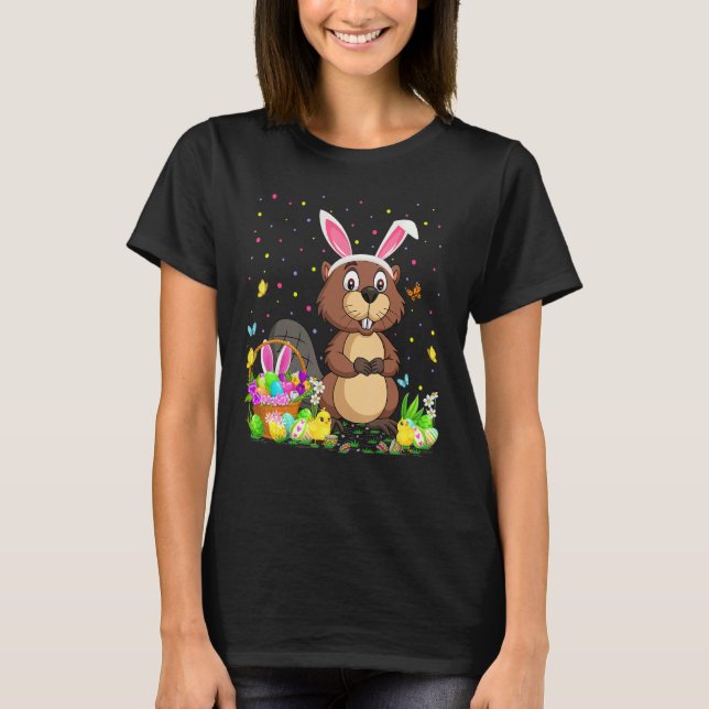 Camiseta Beaster Beaver Bunny Egg Hunt Beaver Easter Sund (Anverso)
