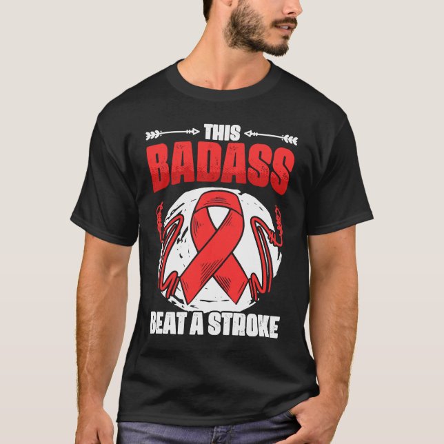 Camiseta Beat A Stroke Survivor Red Ribbon Stroke Awareness (Anverso)