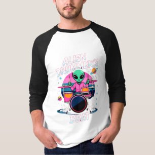 Camiseta Beat de Alien Drummer - Gráfica divertida