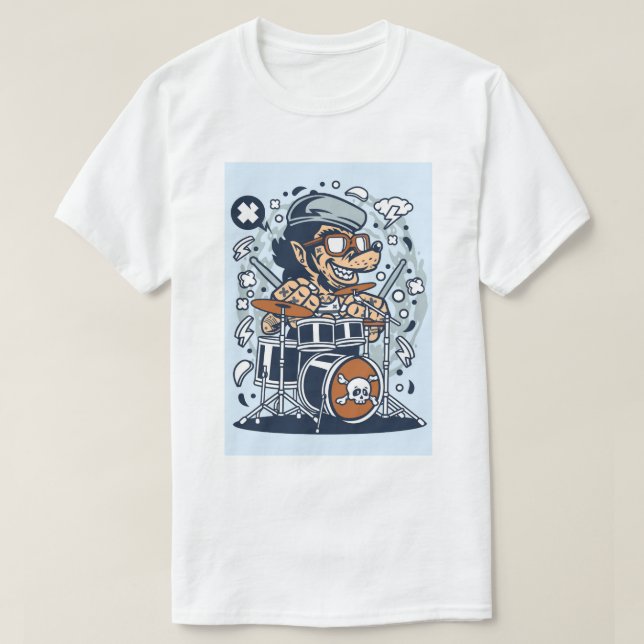 Camiseta Beatnik Wolf sobre los tambores Pop Art (Diseño del anverso)