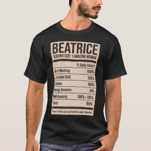 Camiseta Beatrice Nutrition Hechos Nombre Apodo Nombre Alia