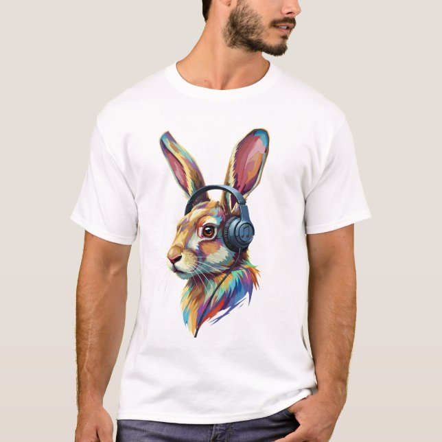 Camiseta Beats & Ears – Conejo abstracto en Vibes (Anverso)