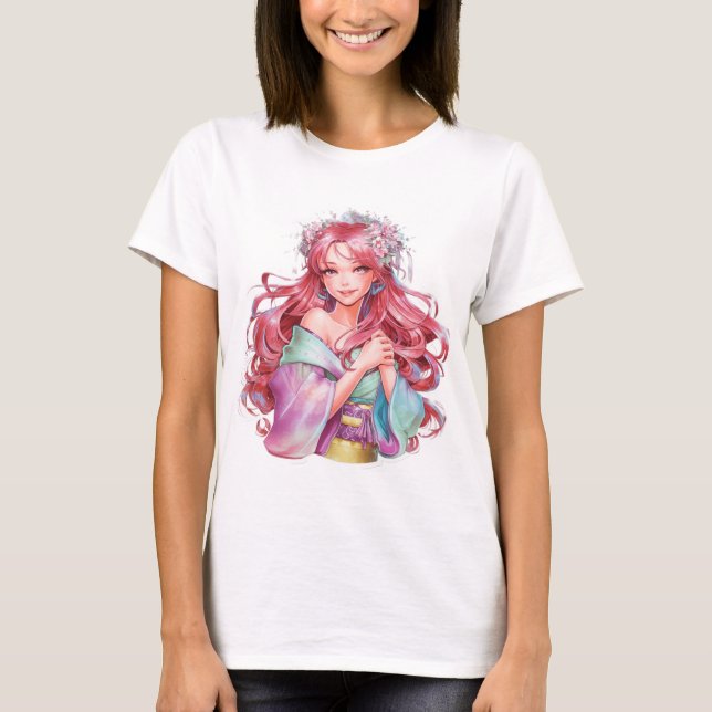 Camiseta beautiful anime girl sticker (Anverso)