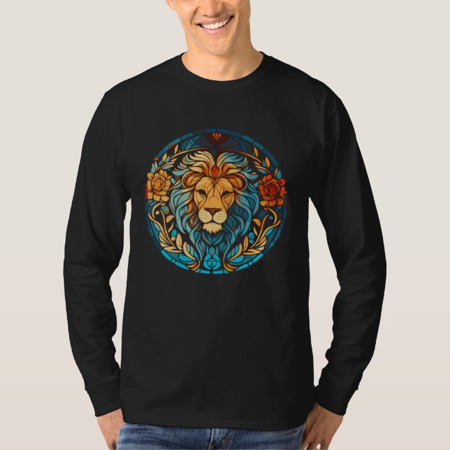 Camiseta Beautiful Artistic Stained Glass Style Lion (Anverso)