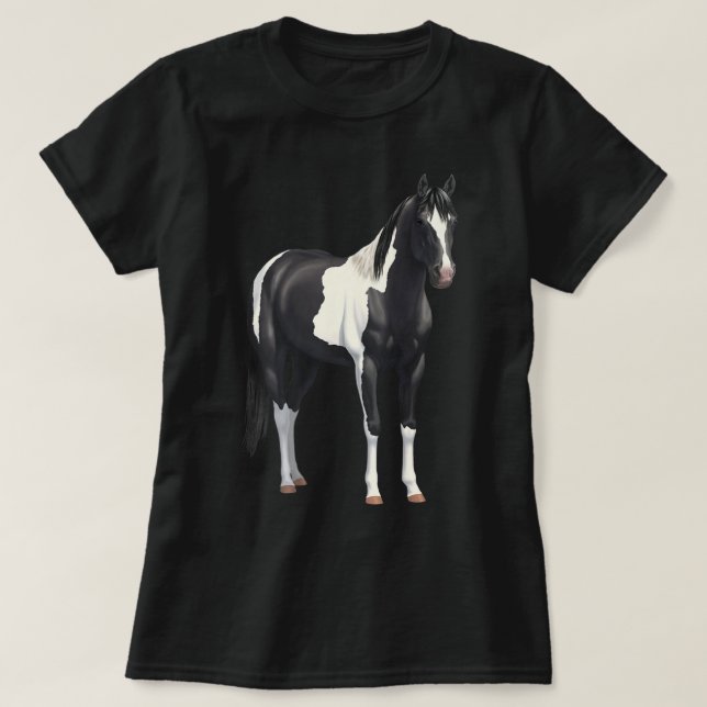 Camiseta Beautiful Black Pinto Paint Horse T-shirt (Diseño del anverso)