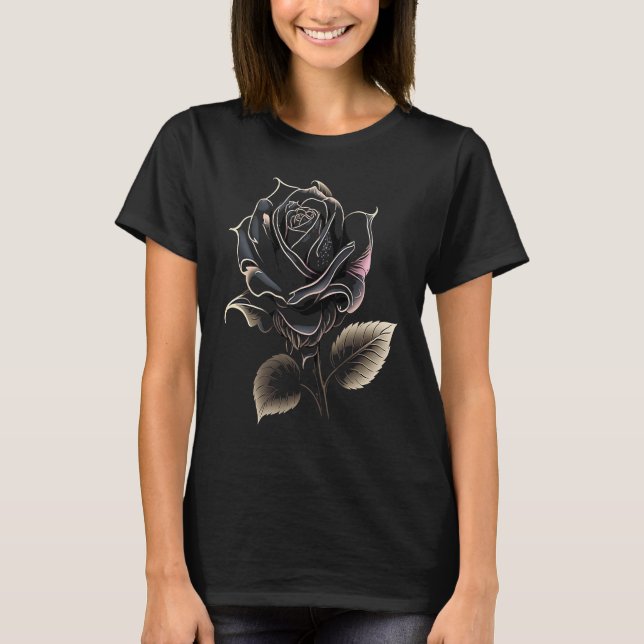 Camiseta Beautiful Black Rose Flower (Anverso)