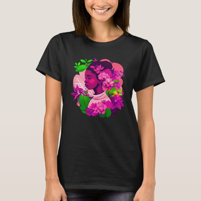Camiseta Beautiful Black Woman Afro Melanin Queen Cute Flow (Anverso)