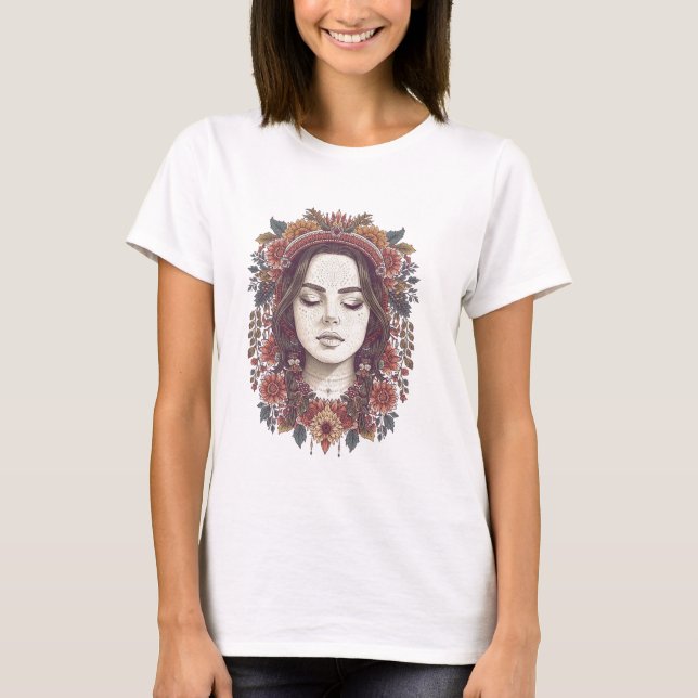 Camiseta Beautiful Boho Floral Girl T-Shirt  (Anverso)
