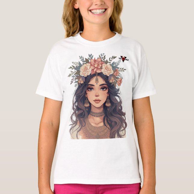 Camiseta Beautiful Floral Anime Girl – Soft Pastel Aesthe (Anverso)