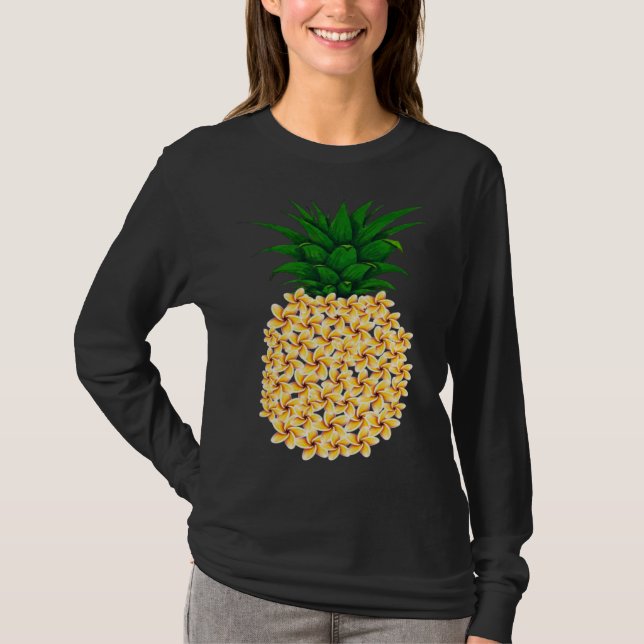Camiseta Beautiful floral pineapple men and women Hawaiian  (Anverso)