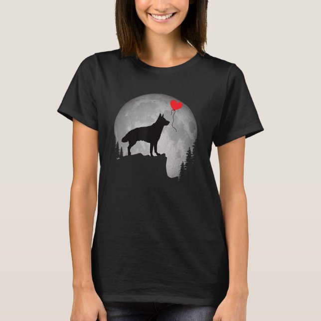 Camiseta Beautiful German Shepherd Dog Silhouette Moon Shep (Anverso)