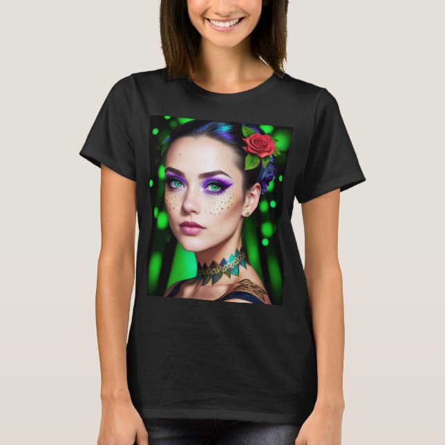 Camiseta Beautiful goddess of the forest with green eyes (Anverso)