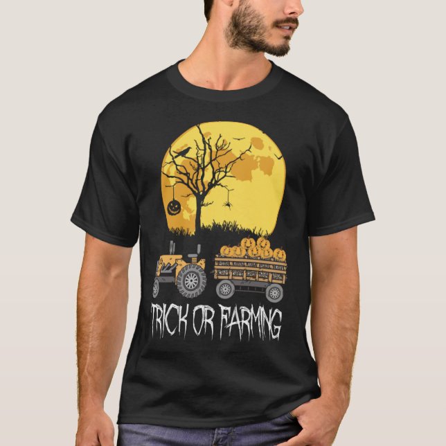 Camiseta Beautiful Halloween pumpkin Tractor Farming Farmer (Anverso)