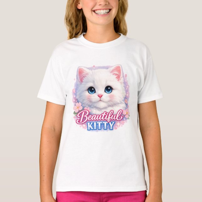 Camiseta Beautiful Kitty Cute Cat Kids T-Shirt (Anverso)