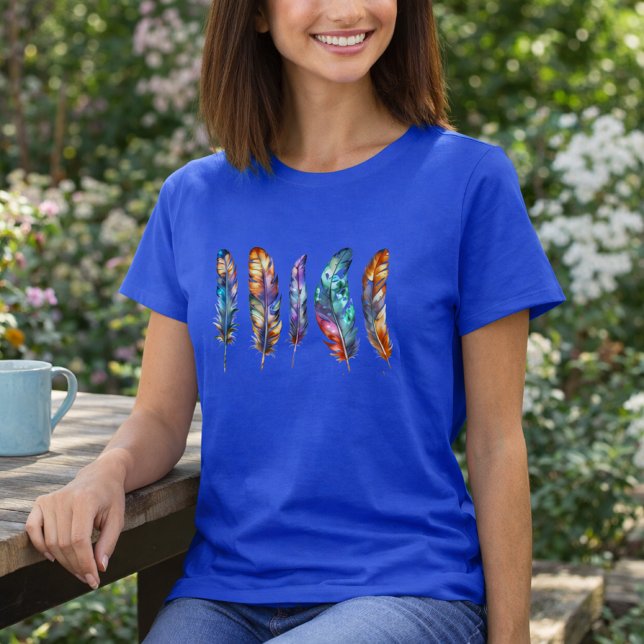 Camiseta Beautiful Multicolor Boho Feathers - Graphic Art (Subido por el creador)