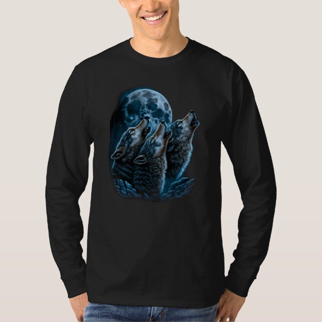 Camiseta Beautiful Night Time Wolf Howling At Moon (Anverso)