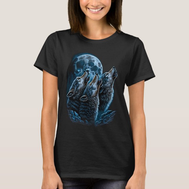 Camiseta Beautiful Night Time Wolf Howling At Moon (Anverso)
