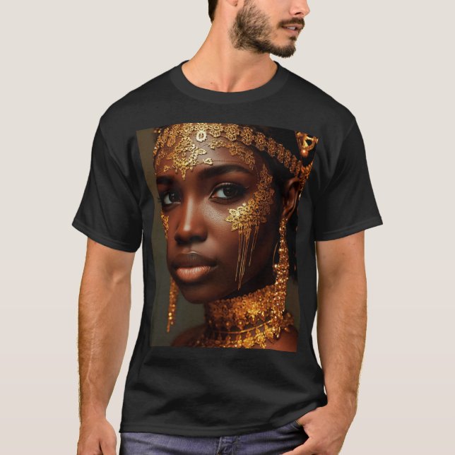 Camiseta Beautiful Nubian Goddess in Gold (Anverso)