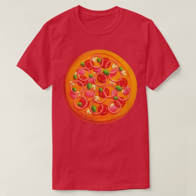 Camiseta Beautiful Pizza With Tomatoes And Mushrooms Circle (Diseño del anverso)