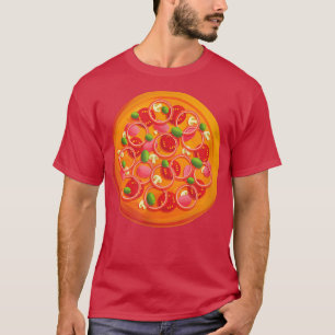 Camiseta Beautiful Pizza With Tomatoes And Mushrooms Circle