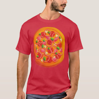 Camiseta Beautiful Pizza With Tomatoes And Mushrooms Circle