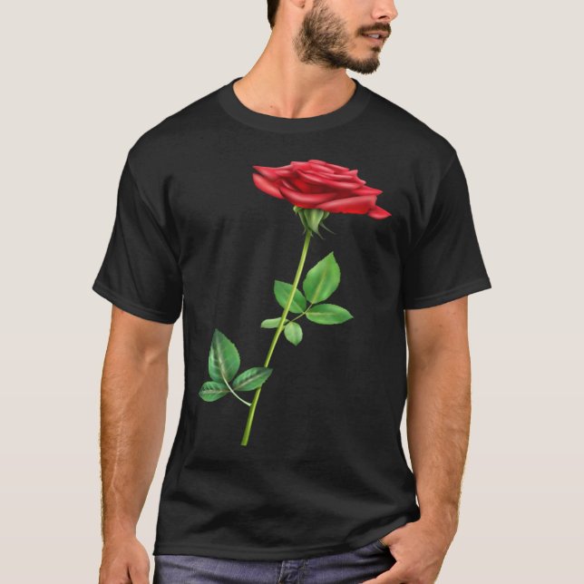 Camiseta Beautiful Single Red Rose Flower Love For Floral (Anverso)
