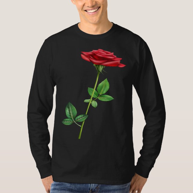 Camiseta Beautiful Single Red Rose Flower Love For Floral (Anverso)