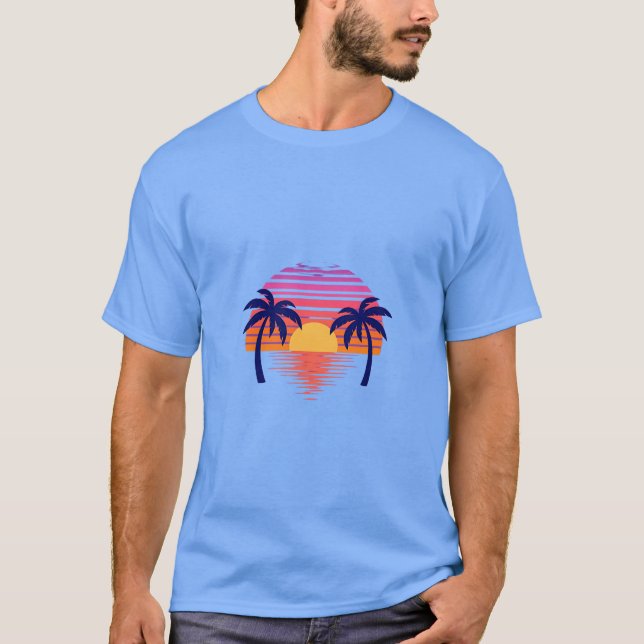 Camiseta Beautiful sunset scene with palm trees (Anverso)