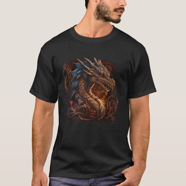 Camiseta Beautiful Vintage Dragon  Fantasy Cool Illustratio (Anverso)