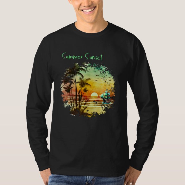 Camiseta Beautiful Vintage Island Sunset  1 (Anverso)