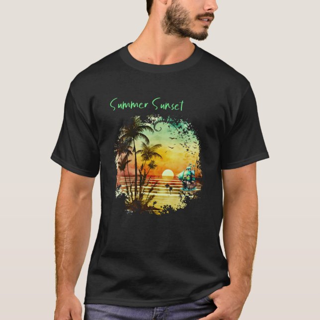 Camiseta Beautiful Vintage Island Sunset  1 (Anverso)