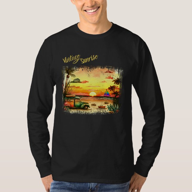 Camiseta Beautiful Vintage Summer Island Sunrise (Anverso)