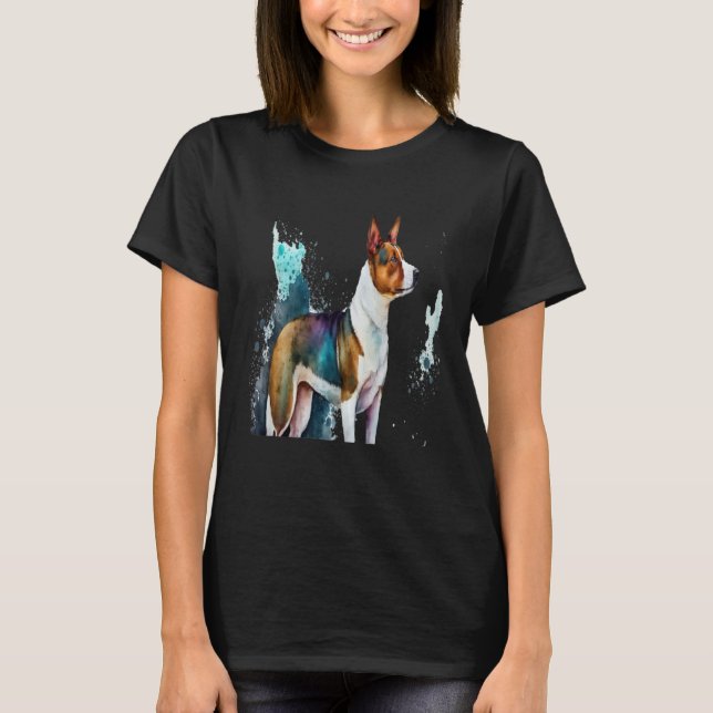 Camiseta Beautiful Watercolor Basenji Portrait (Anverso)