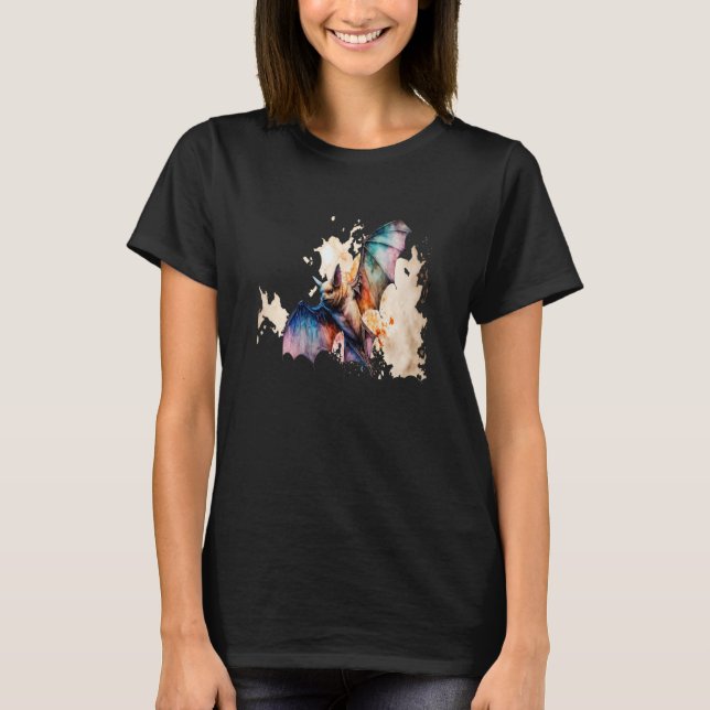 Camiseta Beautiful Watercolor Bat Portrait (Anverso)