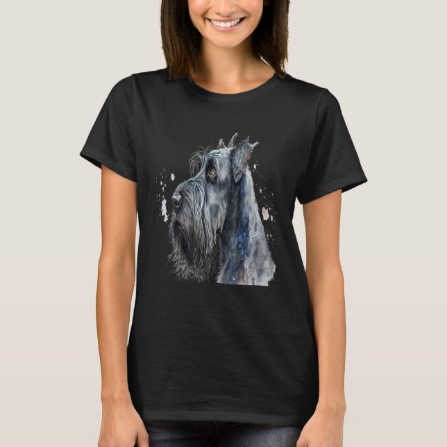 Camiseta Beautiful Watercolor Giant Schnauzer Portrait (Anverso)