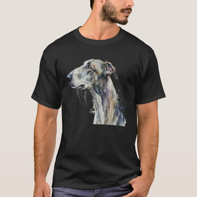Camiseta Beautiful Watercolor Greyhound Portrait (Anverso)