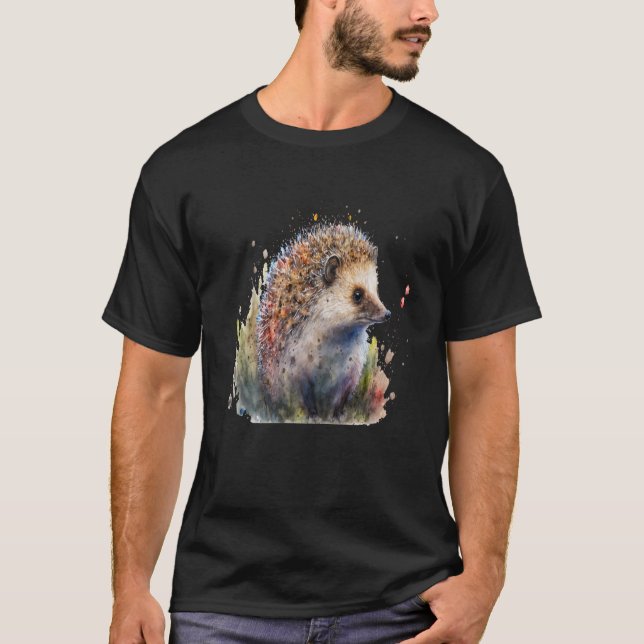 Camiseta Beautiful Watercolor Hedgehog Portrait (Anverso)
