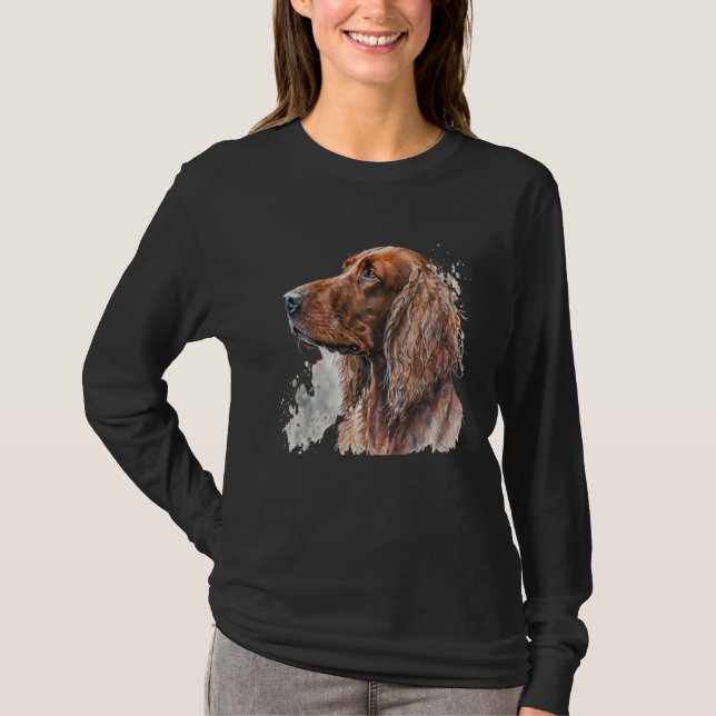 Camiseta Beautiful Watercolor Irish Setter Portrait (Anverso)