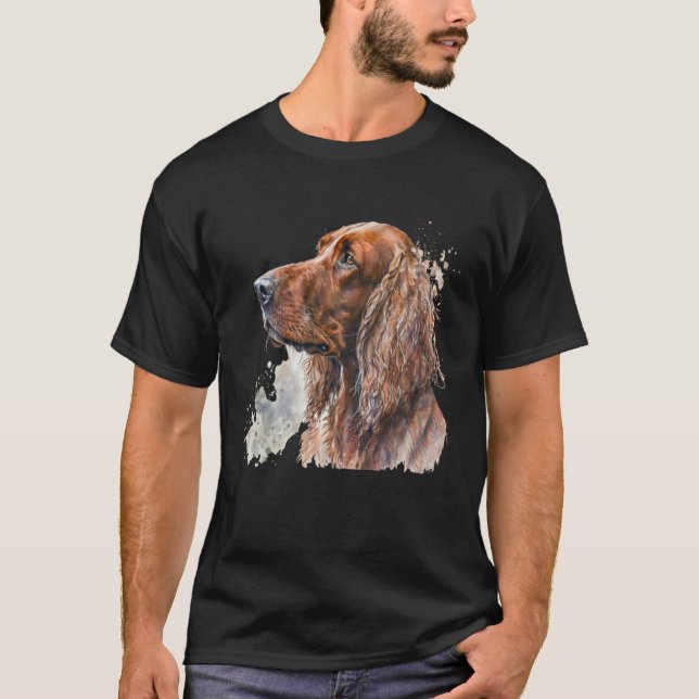 Camiseta Beautiful Watercolor Irish Setter Portrait (Anverso)