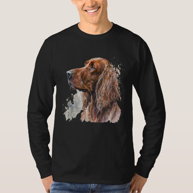 Camiseta Beautiful Watercolor Irish Setter Portrait (Anverso)