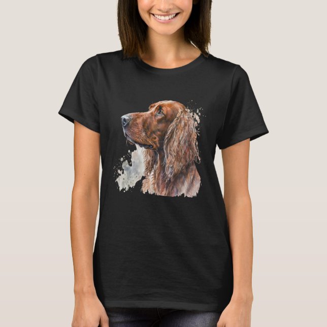 Camiseta Beautiful Watercolor Irish Setter Portrait (Anverso)
