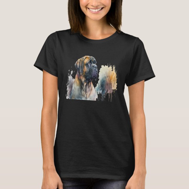 Camiseta Beautiful Watercolor Mastiff Portrait (Anverso)
