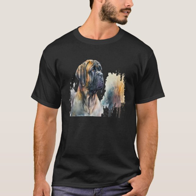 Camiseta Beautiful Watercolor Mastiff Portrait (Anverso)