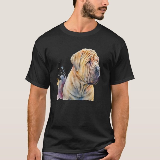 Camiseta Beautiful Watercolor Shar Pei Portrait (Anverso)