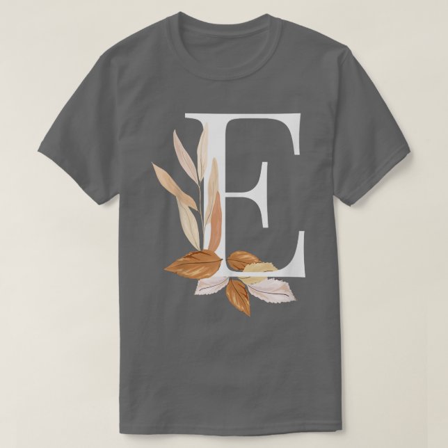 Camiseta Beautiful White Letter E Fall Autumn Initial Leave (Diseño del anverso)